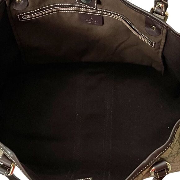 Gucci Supreme Joy Web Tote Purse Handbag Shoulder Bag Brown Logo - Picture 5 of 13